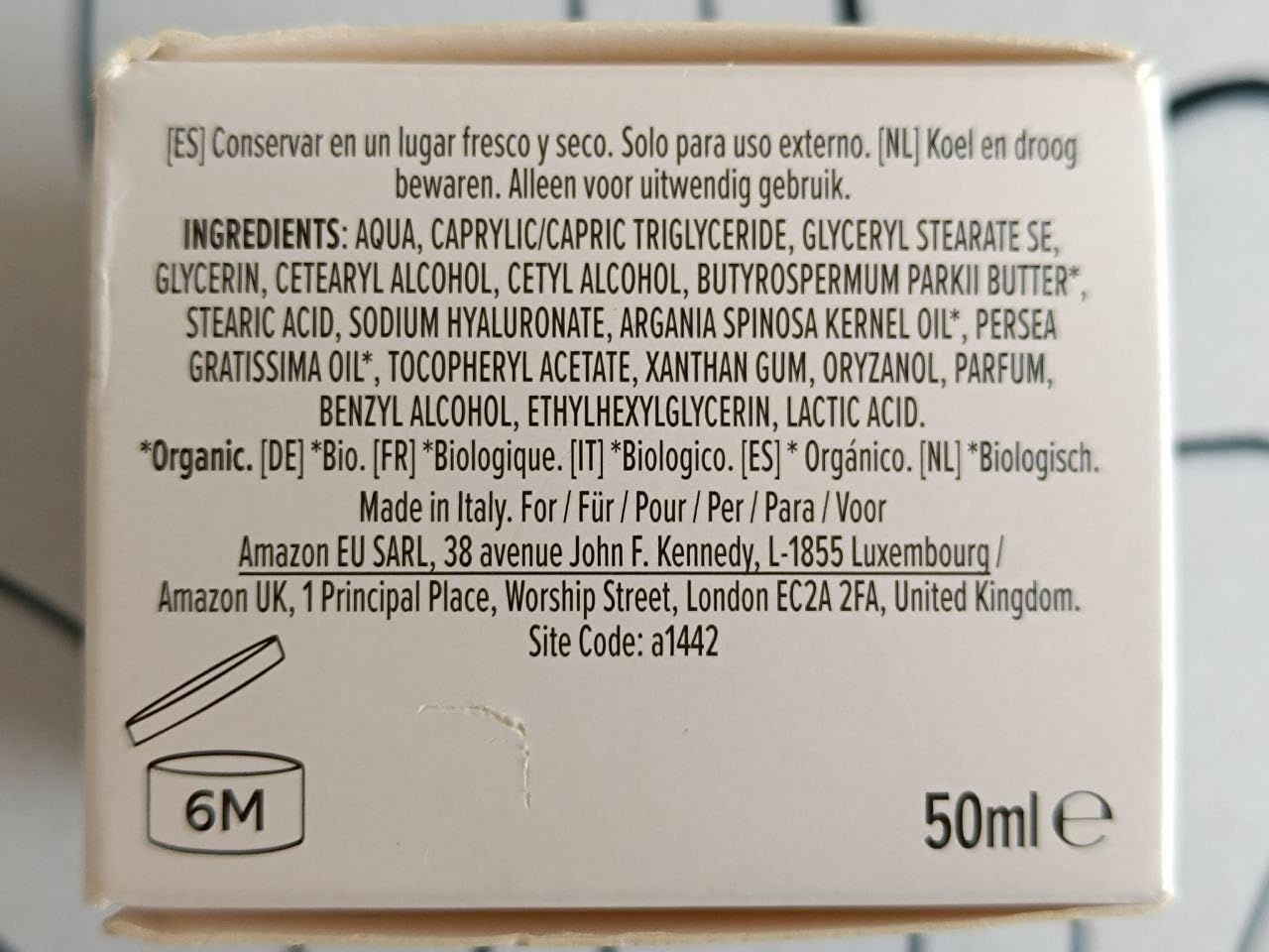 by Amazon Crema Viso Acido Ialuronico 50 ml Pelle Sensibile