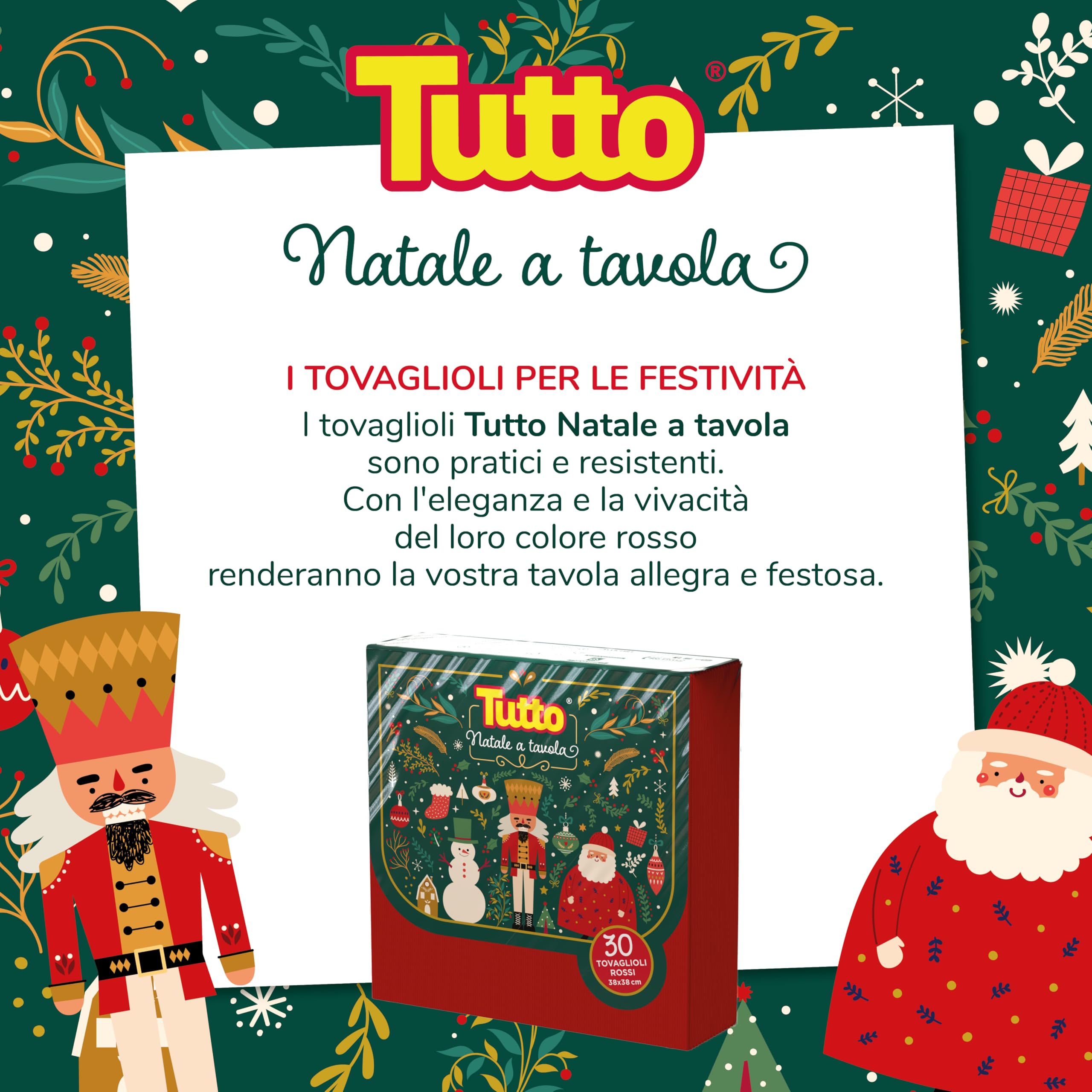 Tutto Natale a Tavola tovaglioli 900 pz rossi 38x38 2 veli