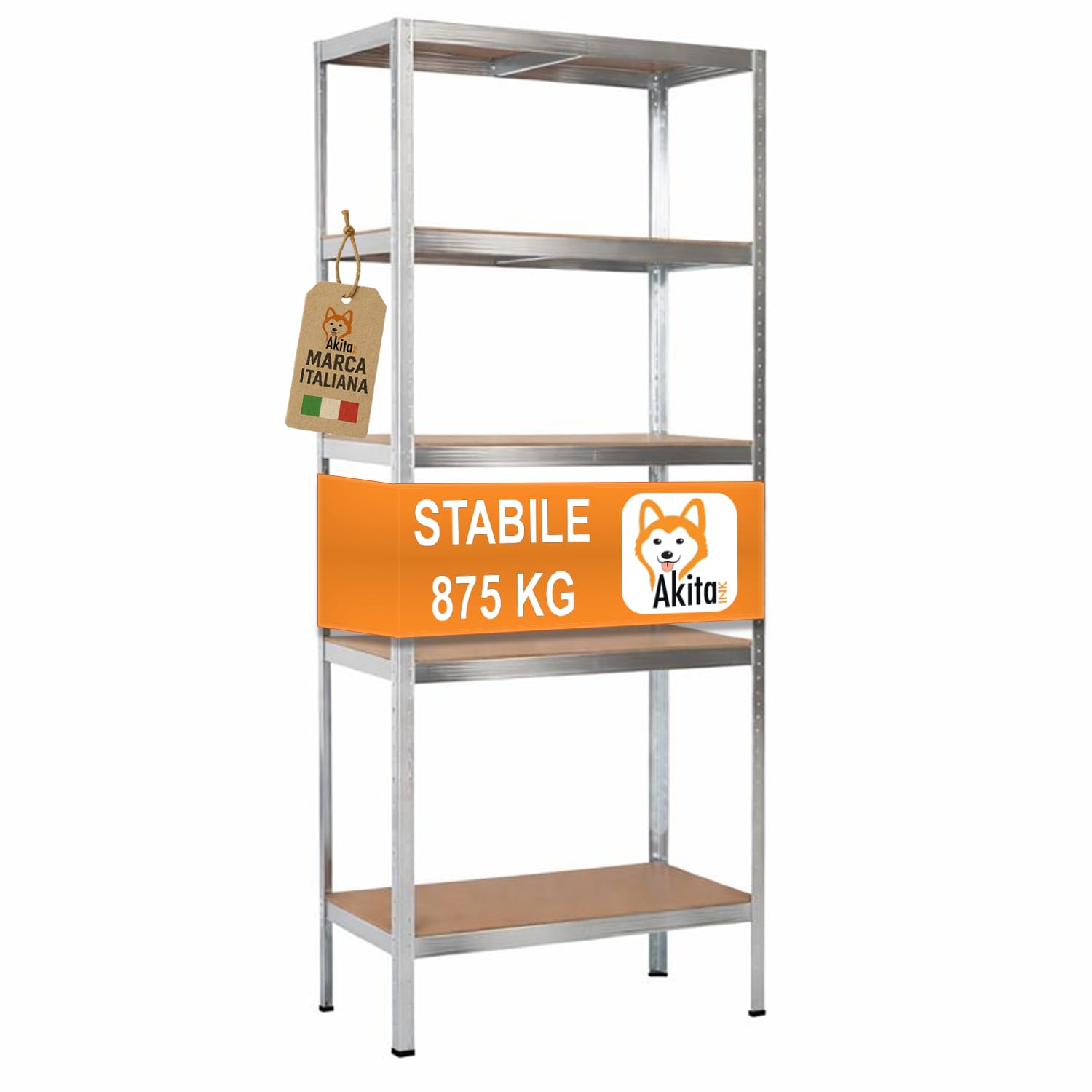 Akitaink Scaffale Metallo 180x90x40 cm 5 Ripiani 1 Pezzo