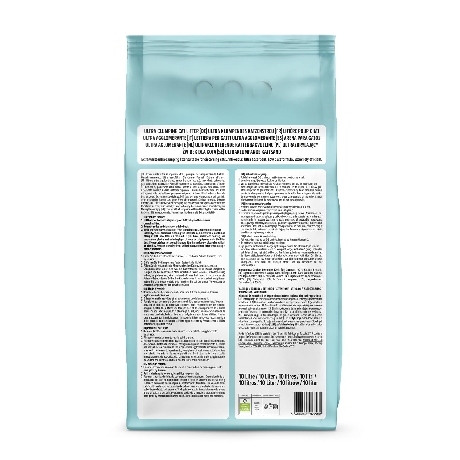 by Amazon Ultra lettiera gatto agglomerante bianca 10 L