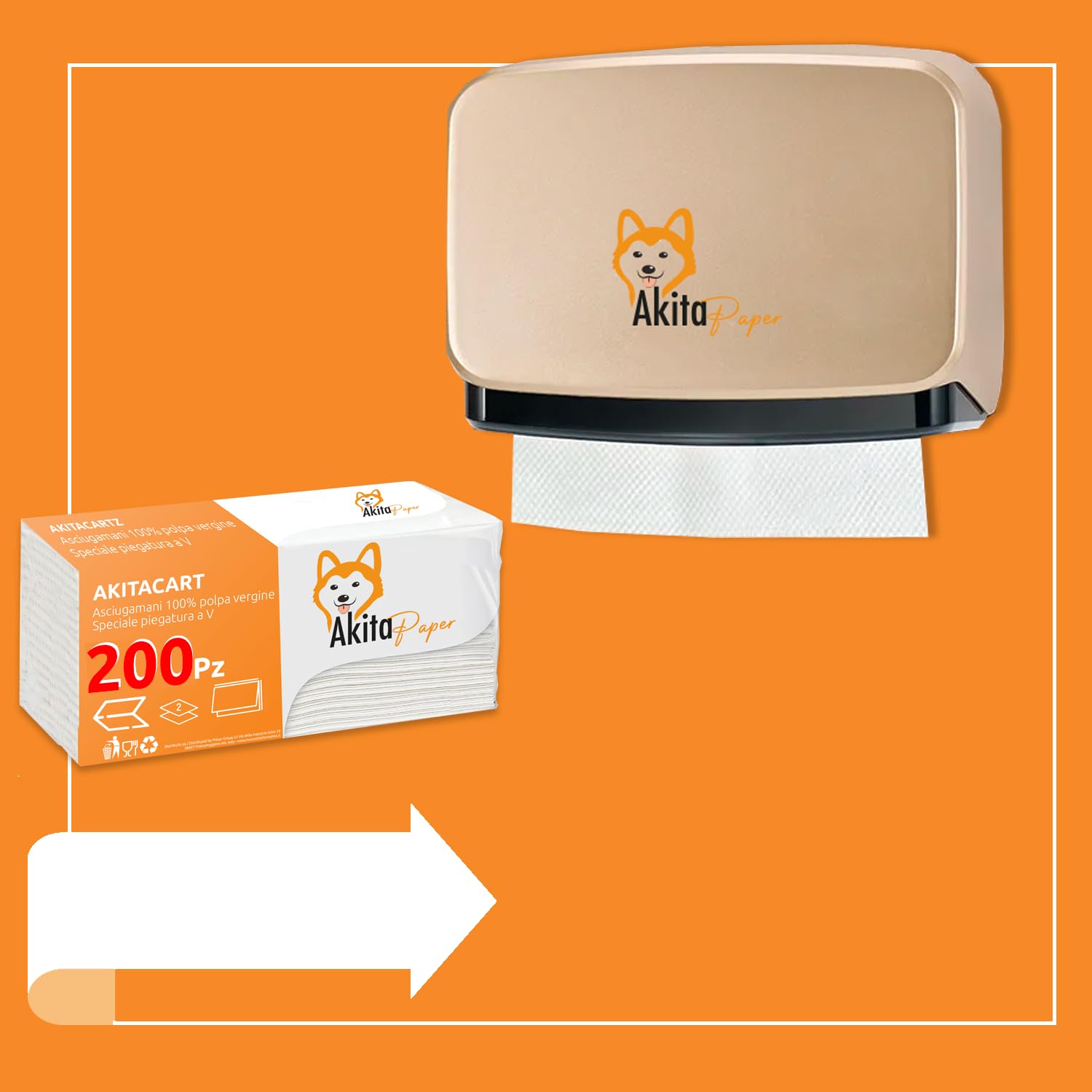 Akitaink asciugamani carta piegati 2 veli 2000 pezzi assorbenti