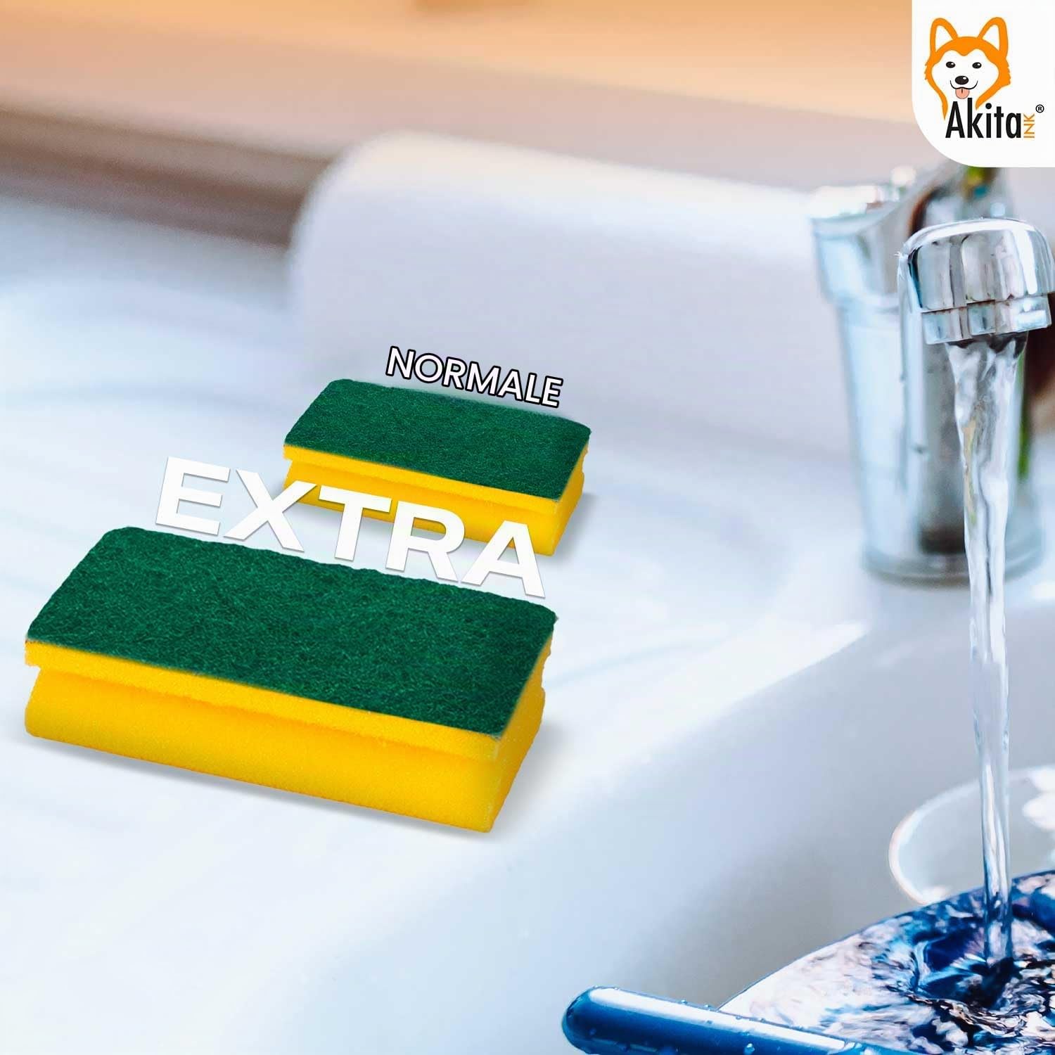Akitaink Soft XXL spugna bagno cucina 4 pezzi antibatterica