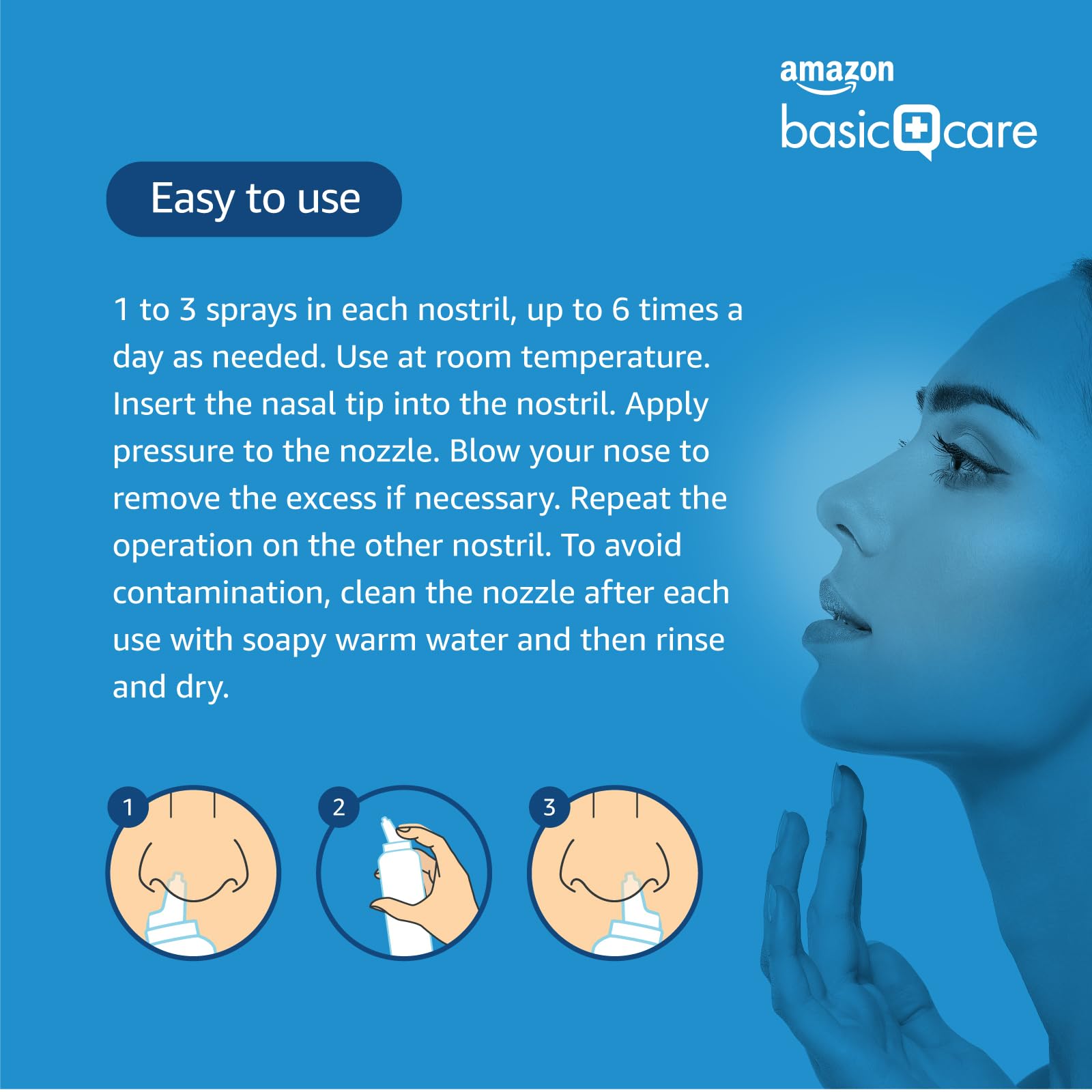 Amazon Basic Care Spray Nasale Acqua di Mare 100 ml Isotonico