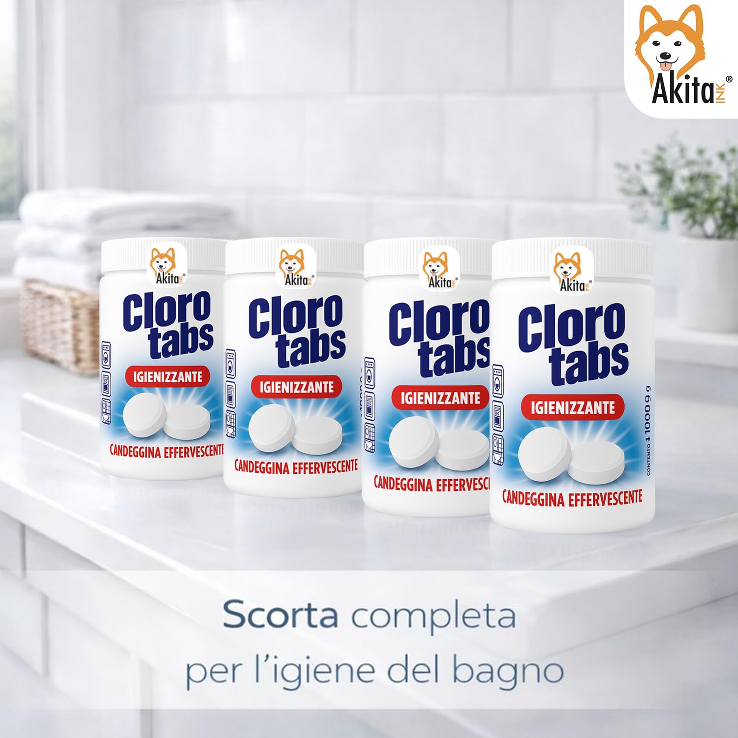 Akitaink Cloro Tabs pastiglie candeggina 4 kg cloro attivo