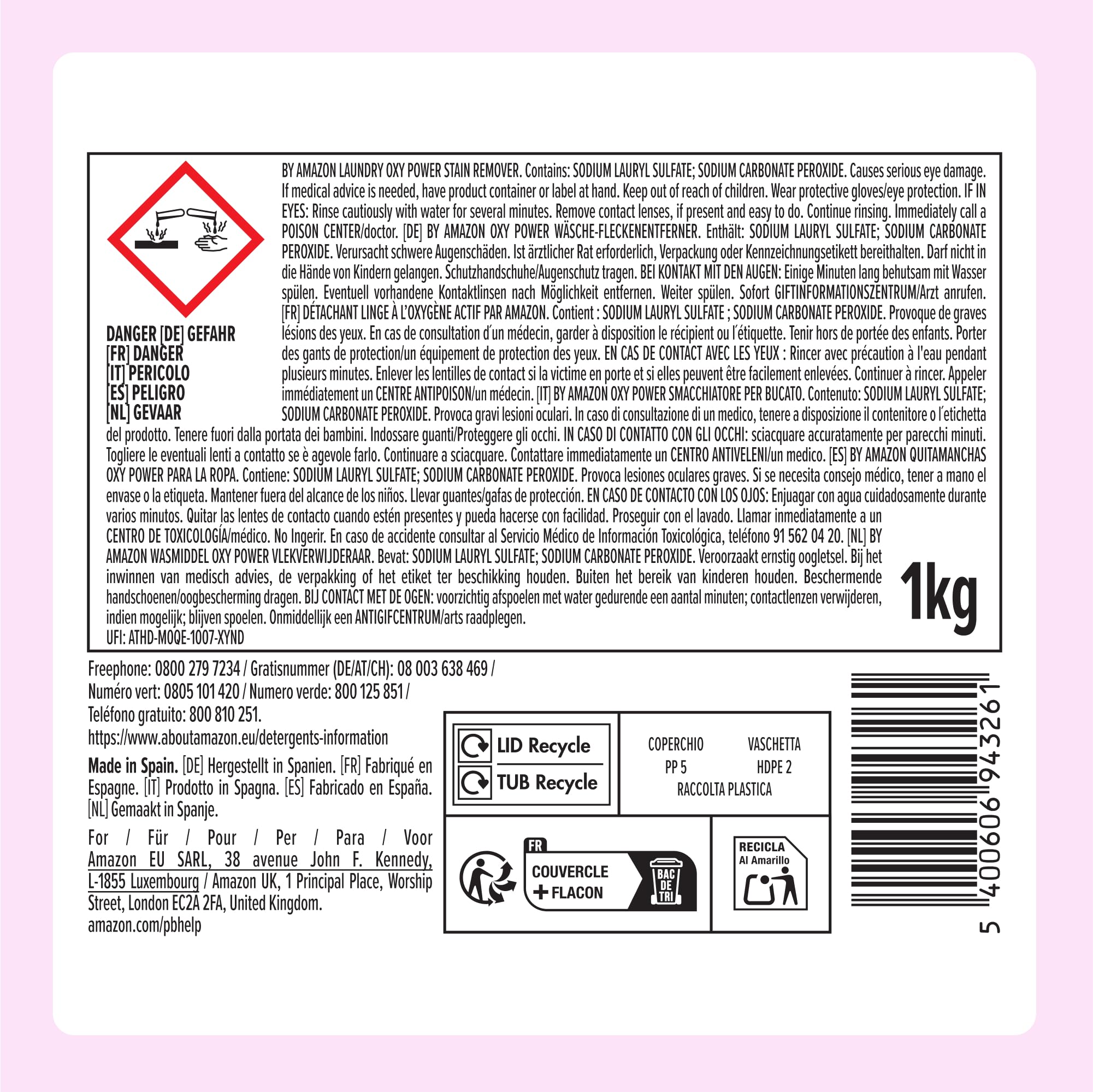 by Amazon Oxy Power smacchiatore in polvere 1kg