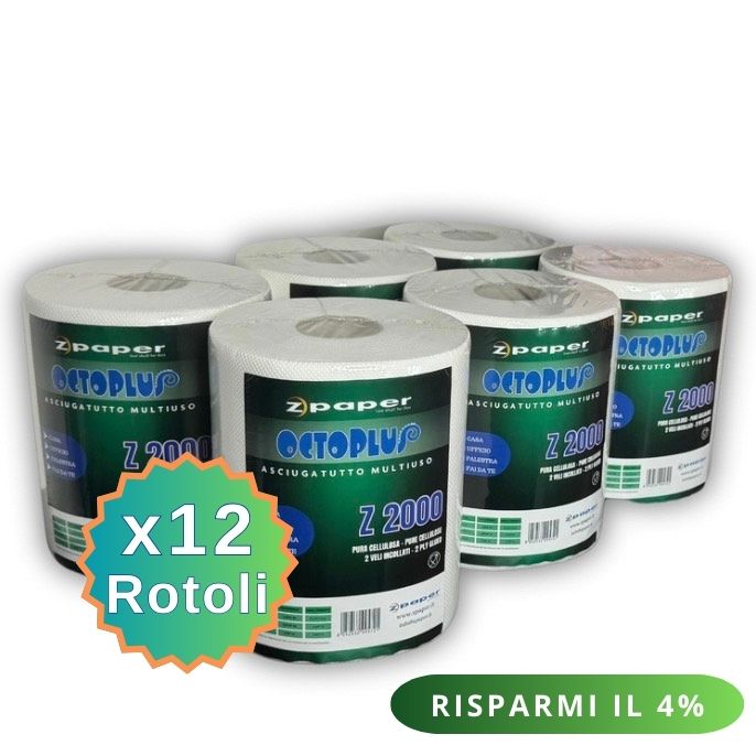 Zpaper Octoplus Z2000 asciugatutto pura cellulosa 12 rotoli