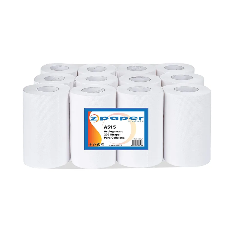 Zpaper A515 asciugamani 12 rotoli 2 veli pura cellulosa