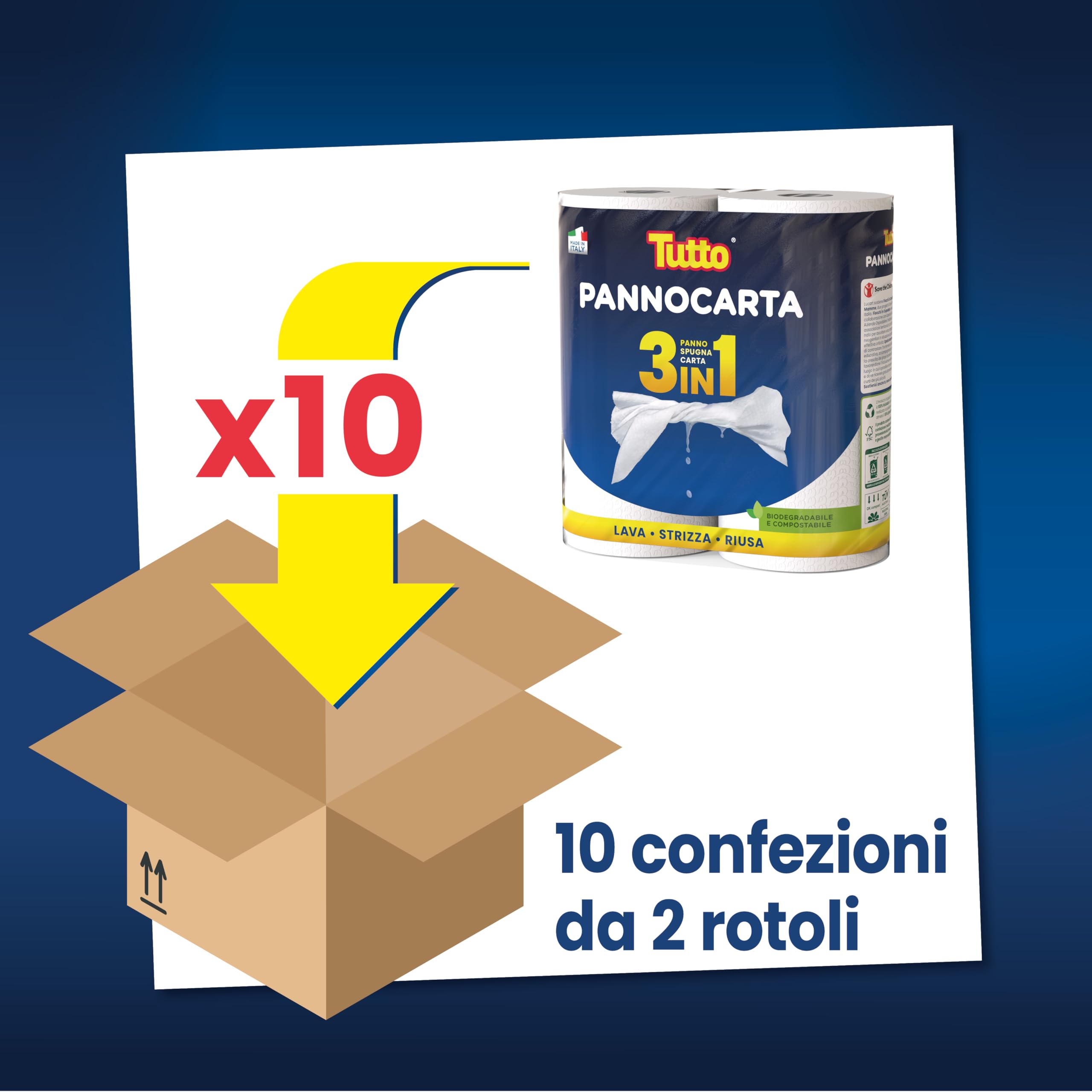 Tutto Pannocarta 3 in 1 carta multiuso 20 rotoli assorbente