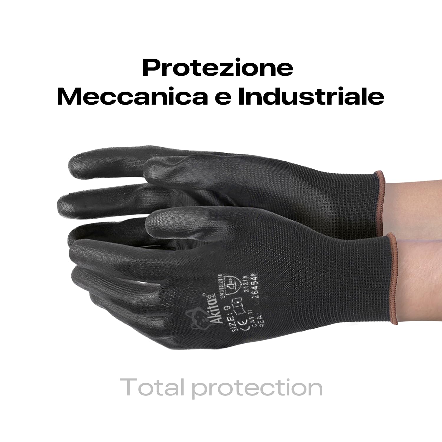 Akitaink Guanti da Lavoro Nylon PU Ant abrasione 12 Paia L