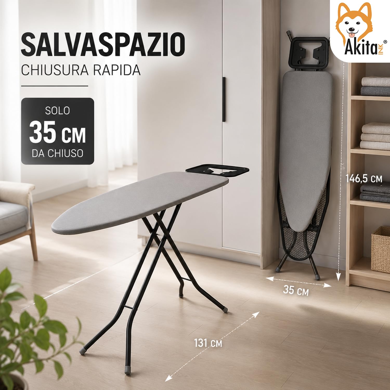 Akitaink Brava 33x110 asse da stiro acciaio cotone