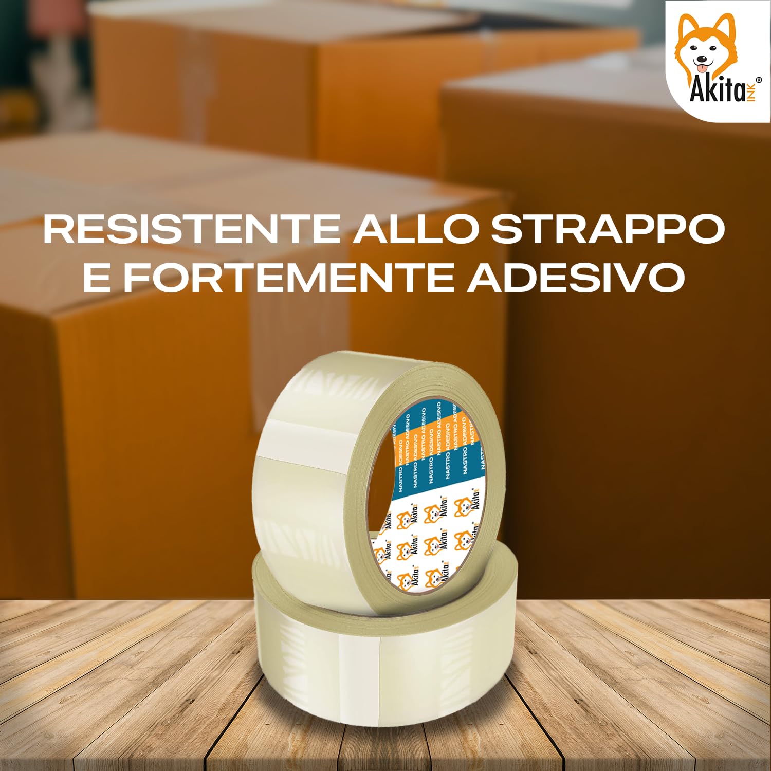 Akitaink Nastro adesivo trasparente imballaggio 6 rotoli 50mm x 66m