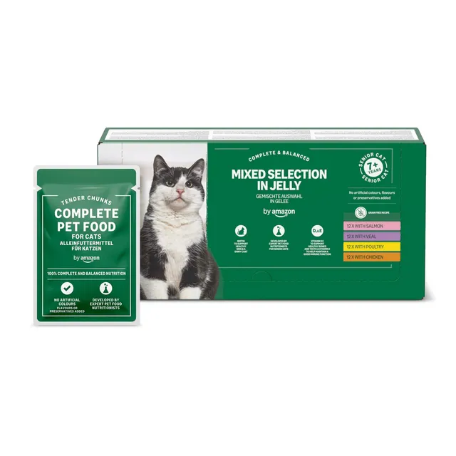 by Amazon Alimento Gatti Anziani Gelatina 48x100 g
