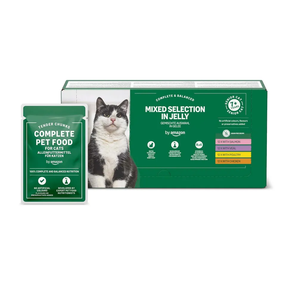 by Amazon Alimento Gatti Anziani Gelatina 48x100 g
