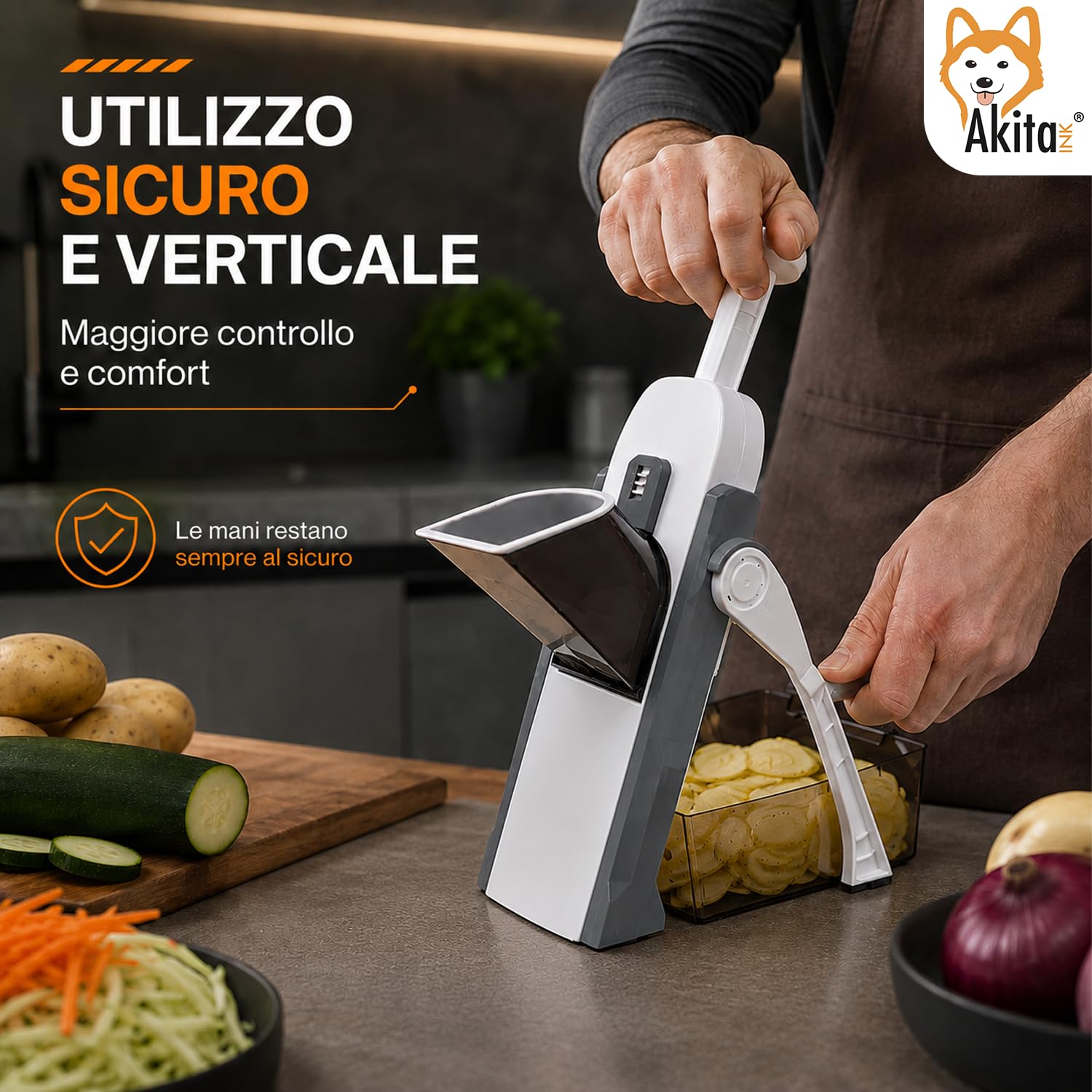 Akitaink Mandolina Verticale Manuale Spessore Regolabile