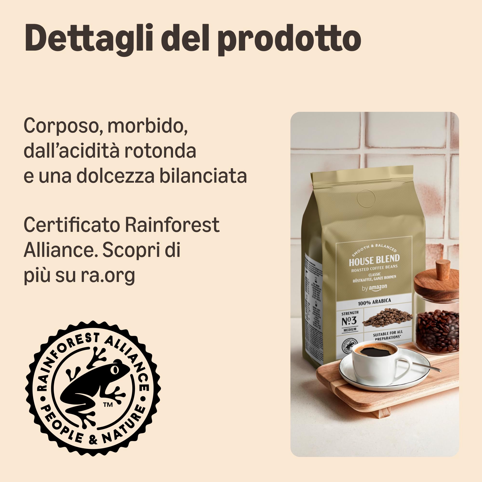 by Amazon 100% Arabica caffe in grani 2kg tostatura media
