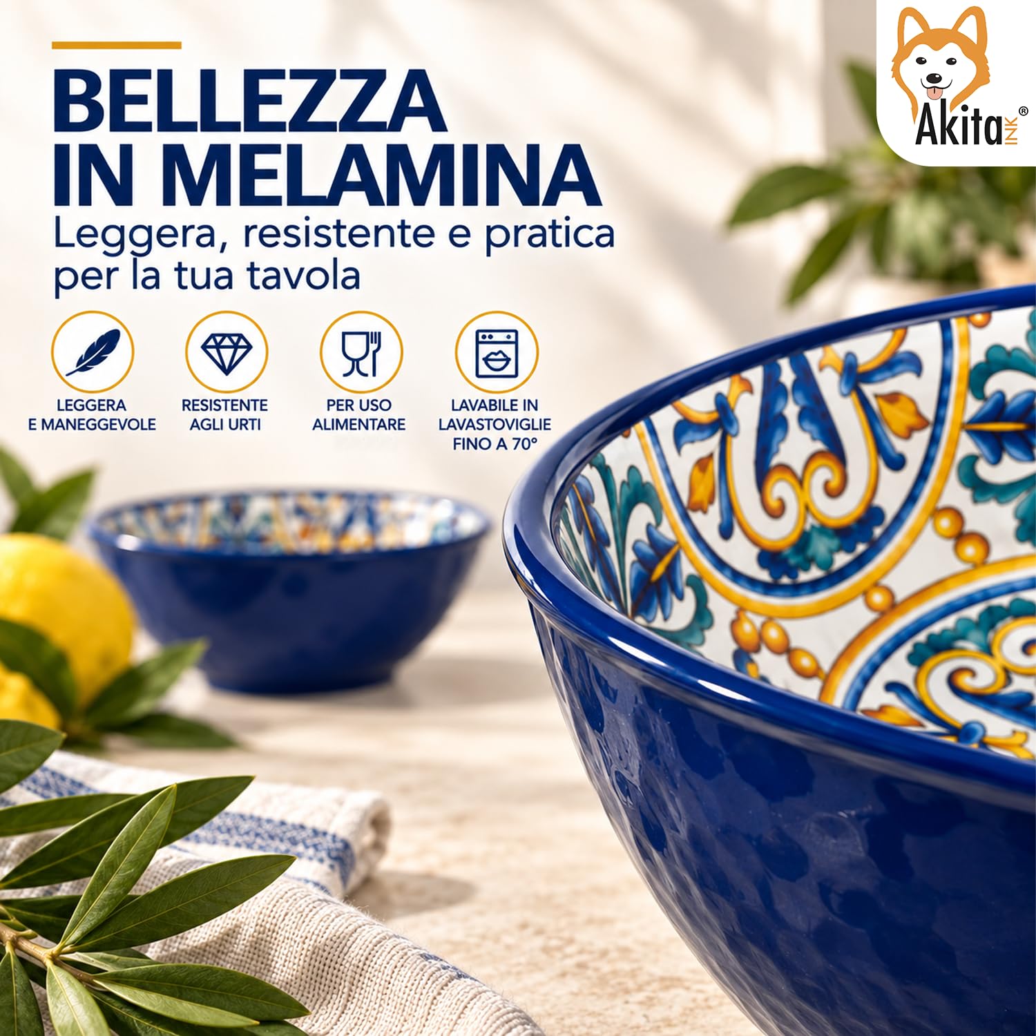 Akitaink Vietri insalatiera melamina 28 cm maiolica