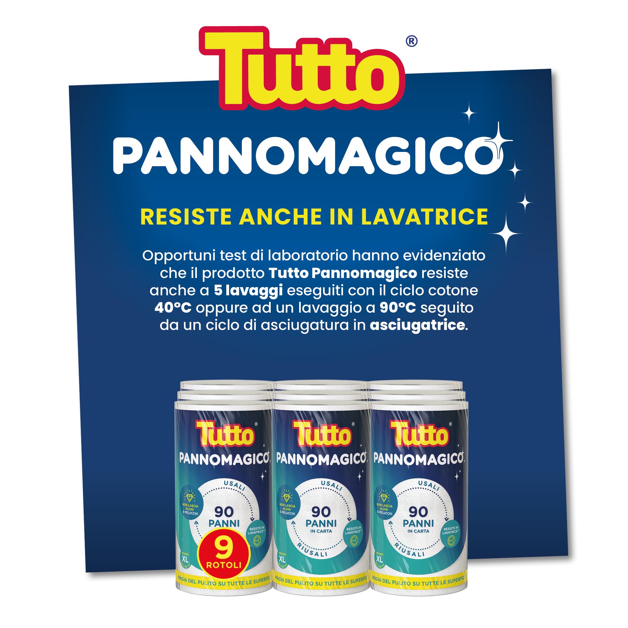 Tutto Pannomagico panni assorbenti 9 rotoli da 90 strappi airlaid