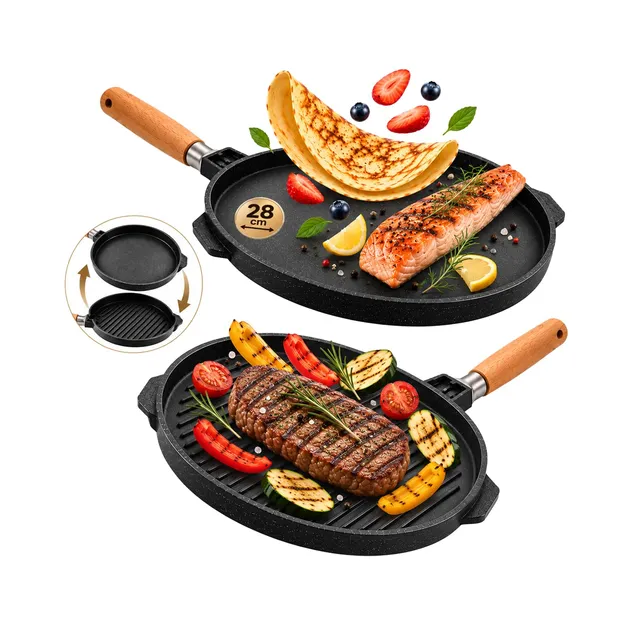 Akitaink Piastra Grill Double Tonda antiaderente 28 cm bifacciale