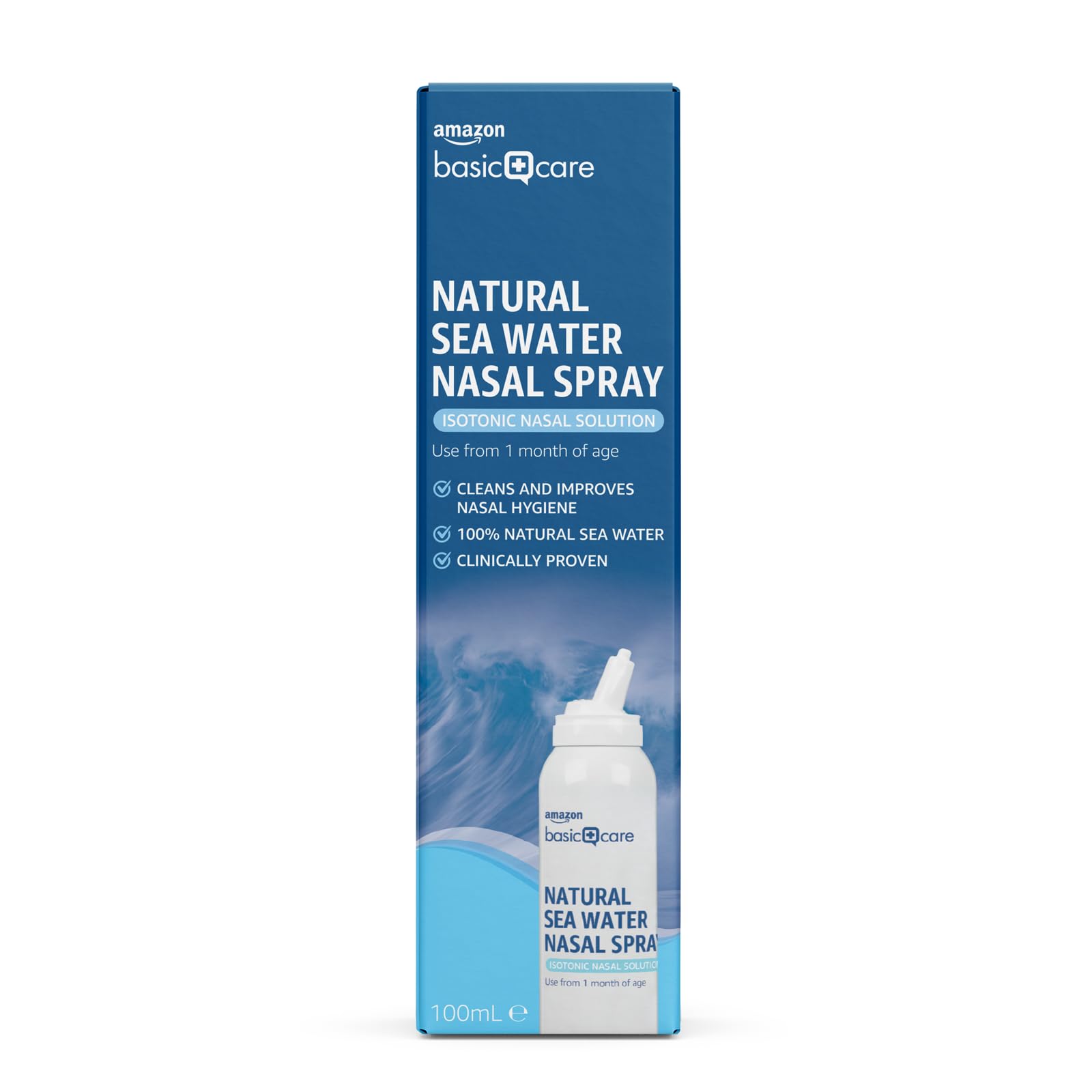 Amazon Basic Care Spray Nasale Acqua di Mare 100 ml Isotonico