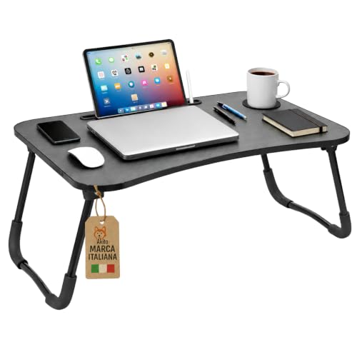 Akitaink tavolino pieghevole laptop nero 60x40x26 cm