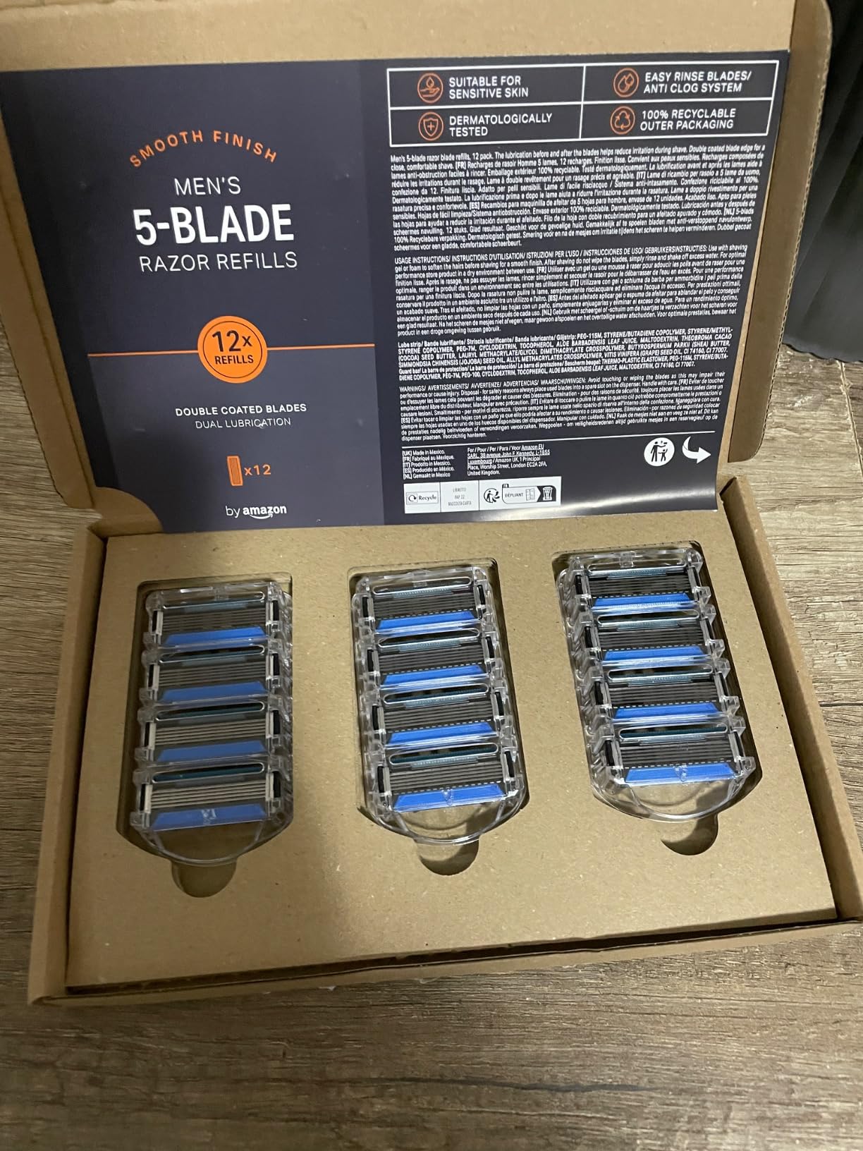 by Amazon ricariche rasoio uomo 5 lame 12 pezzi pelli sensibili