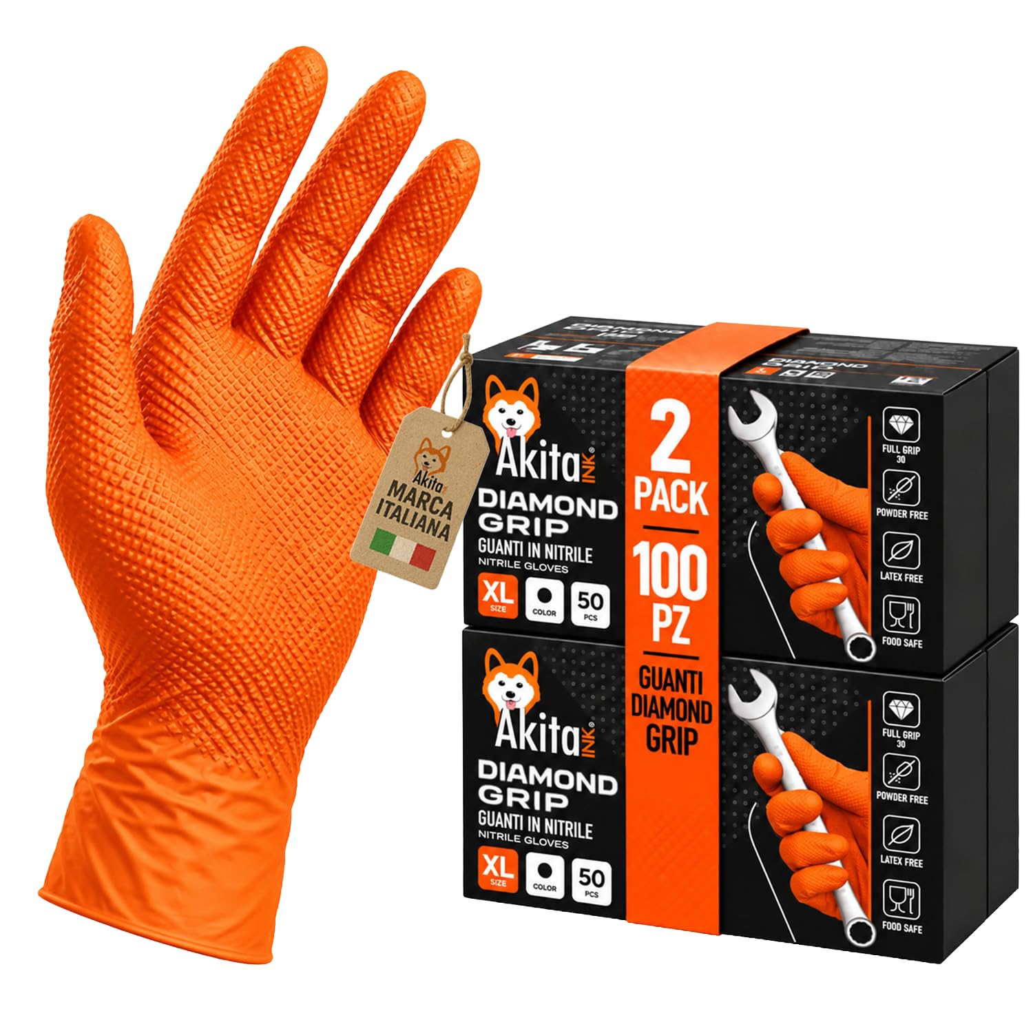 Akitaink Diamond guanti nitrile taglia L 100 pz extra