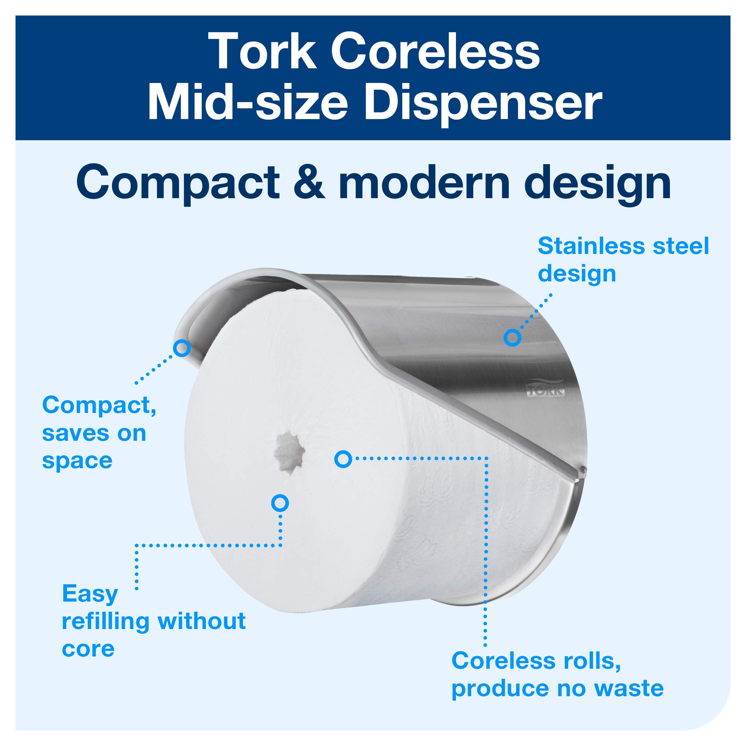 Tork Midi T7 472259 dispenser carta igienica acciaio inox