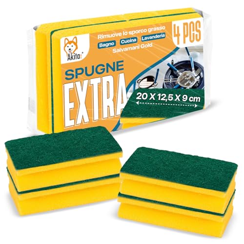 Akitaink Soft XXL spugna bagno cucina 4 pezzi antibatterica