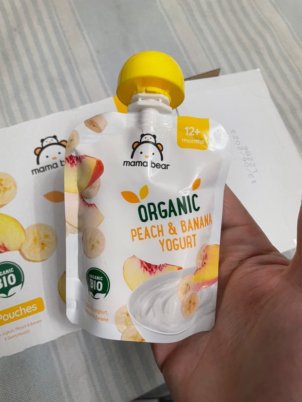 Mama Bear yogurt bio pesca banana 6 pouch x 90 g vegetariano