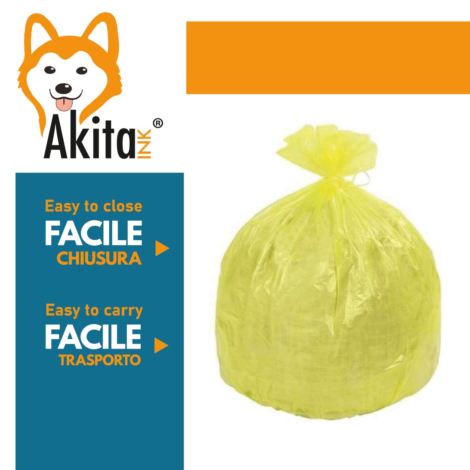 Akitaink sacchi spazzatura 110L 70x110cm 60 pezzi