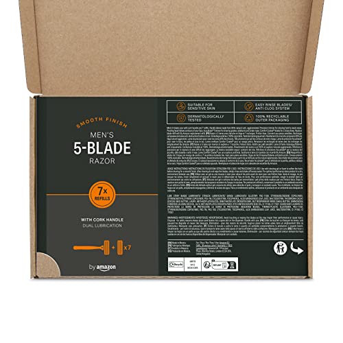 by Amazon rasoio uomo manico sughero 5 lame 7 ricariche
