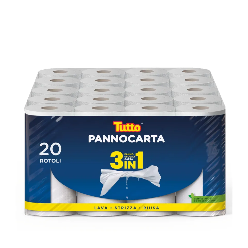 Tutto Pannocarta 3 in 1 carta multiuso 20 rotoli assorbente