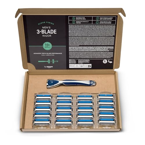 by Amazon rasoio uomo 3 lame con 19 ricariche pelli sensibili