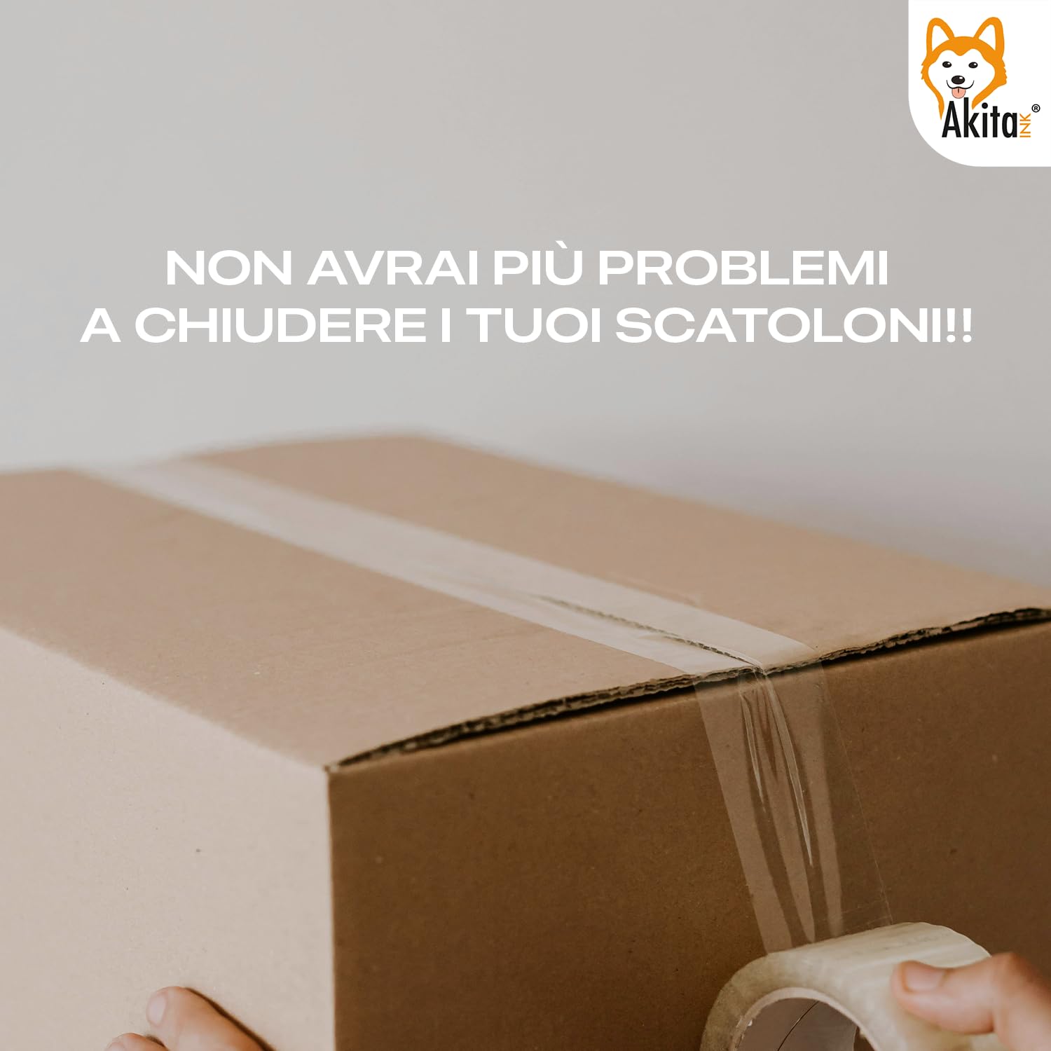 Akitaink Nastro adesivo trasparente imballaggio 6 rotoli 50mm x 66m