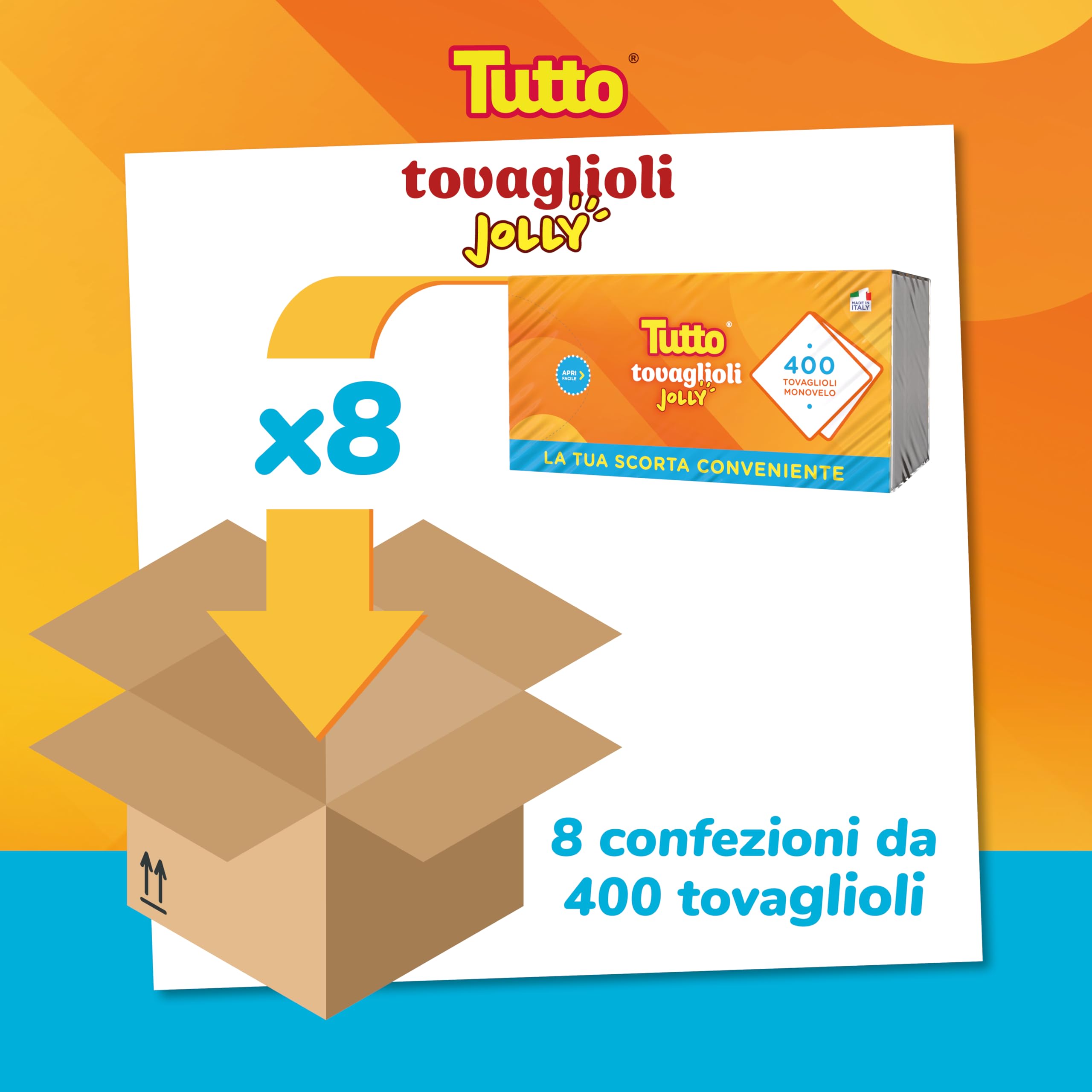 Tutto Jolly tovaglioli monovelo 30x30 scorta 8x400 pezzi