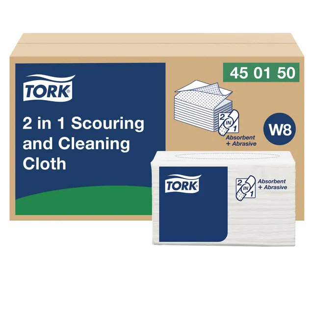 Tork 450150 panni pulizia abrasivi bianchi 8x45 fogli riutilizzabili
