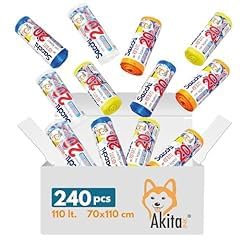 Akitaink sacchi spazzatura 50x60 cm 30 litri 240 pezzi colori