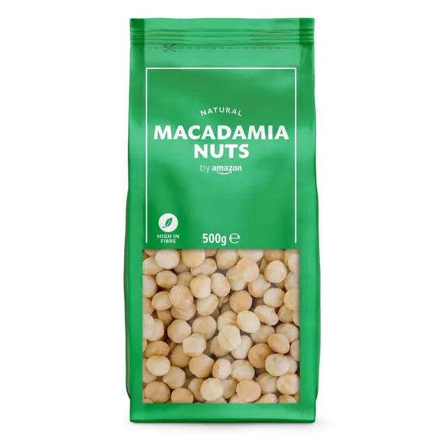 by Amazon Noci di Macadamia Intere 500 g Non Salate Vegane