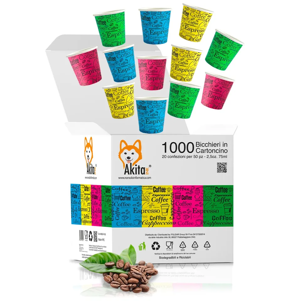 Akitaink bicchierini caffè carta 75 ml 1000 pezzi