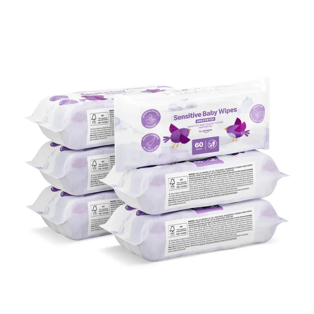 by Amazon Sensitive Baby Salviette Umidificate 6x60pz