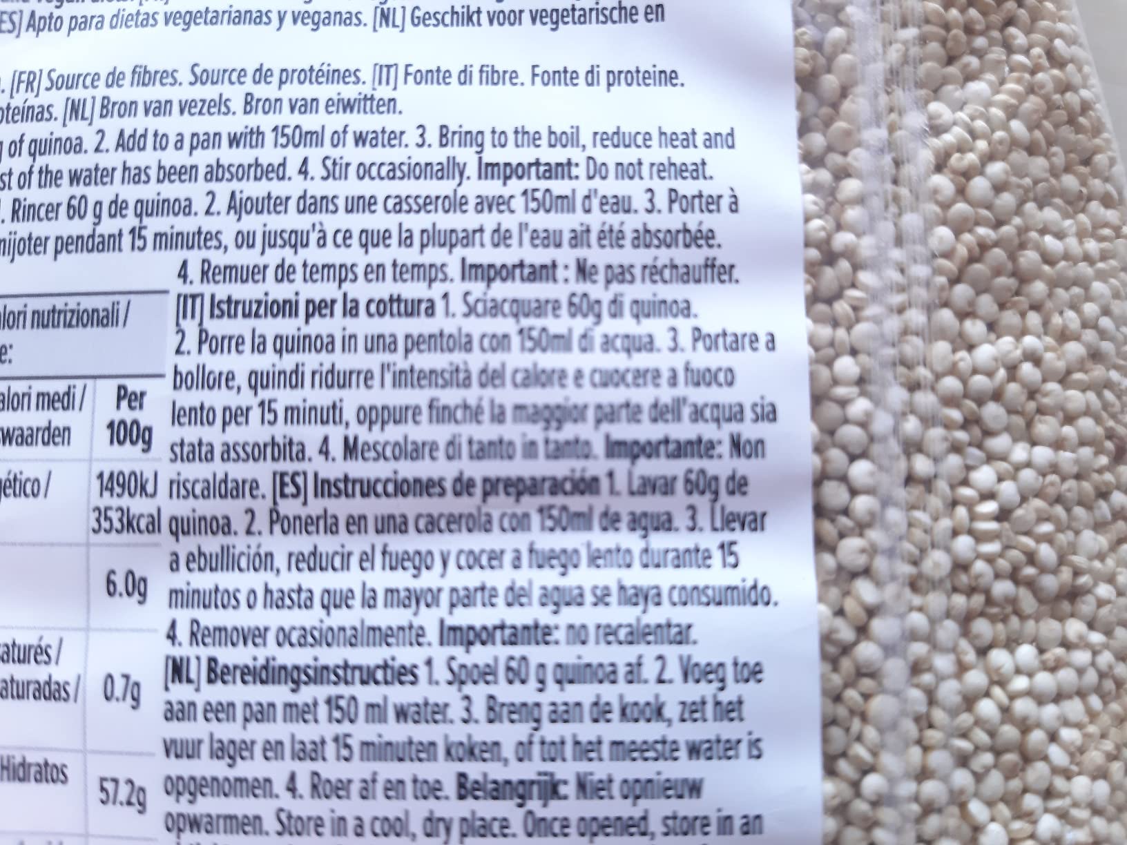 by Amazon Quinoa Biologica Bianca 500 g fonte di fibre