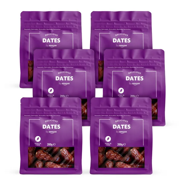 by Amazon Datteri Secchi Snocciolati 6x200 g