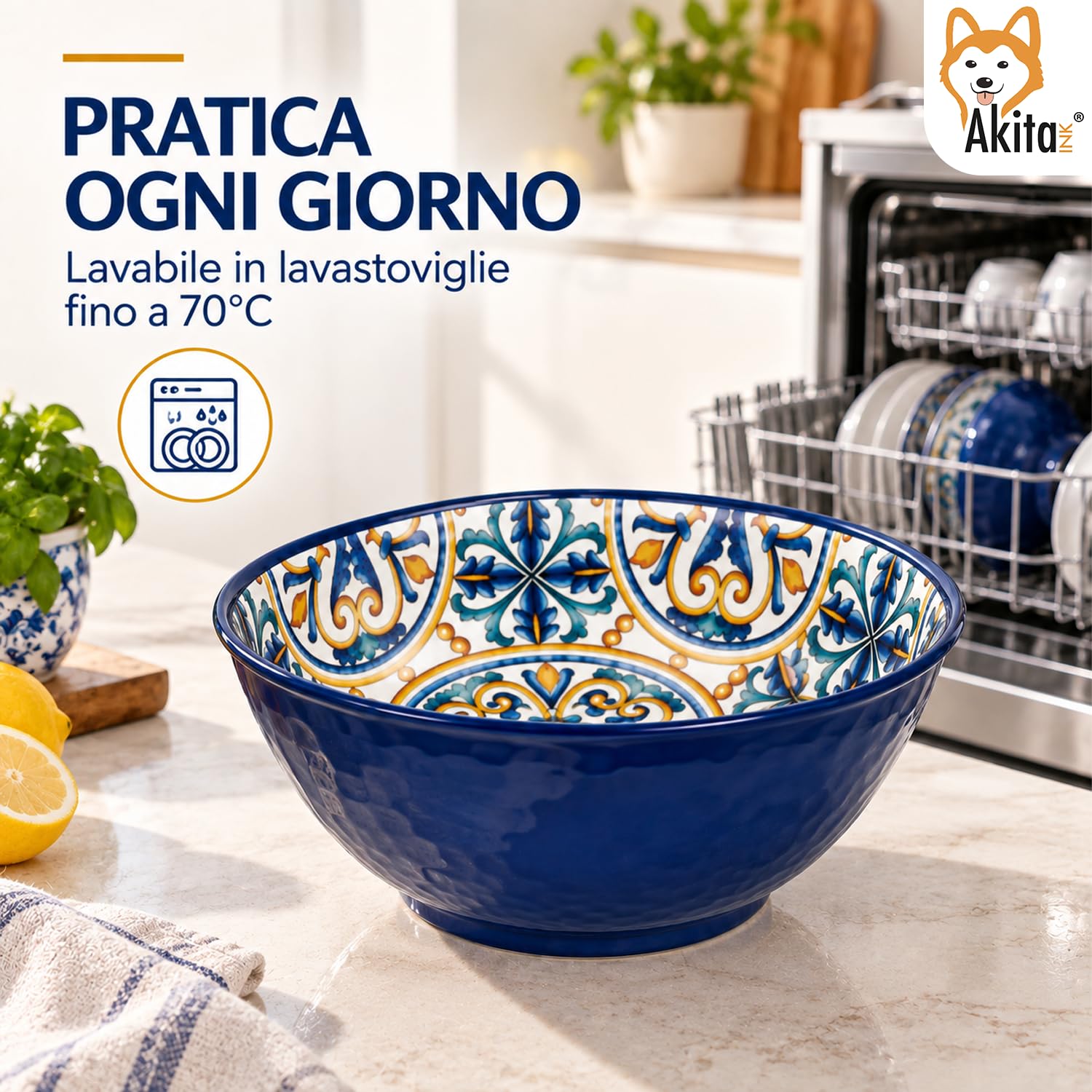 Akitaink Vietri insalatiera melamina 28 cm maiolica