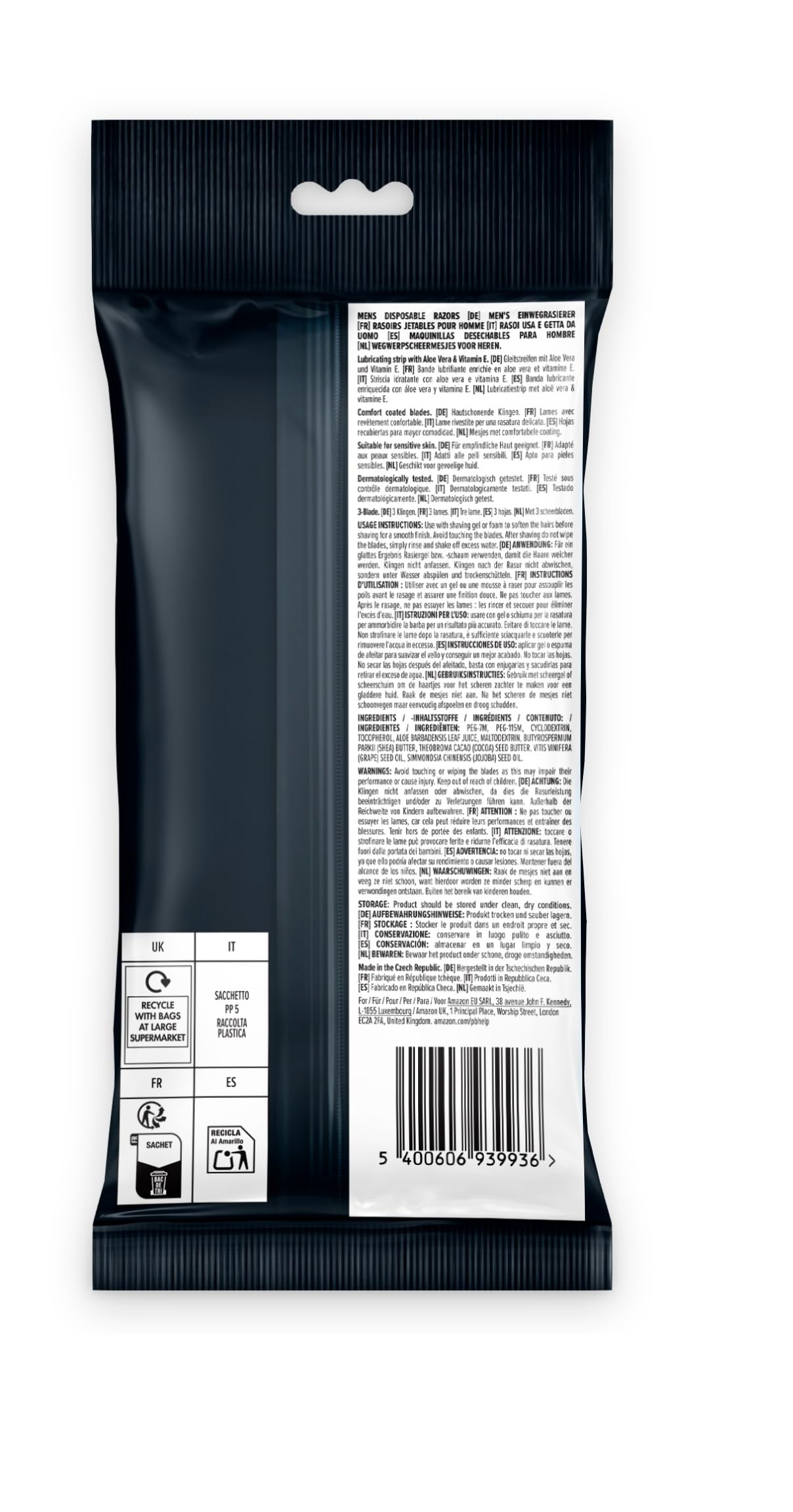 by Amazon rasoi usa e getta 3 lame neri 4 pezzi sensitive
