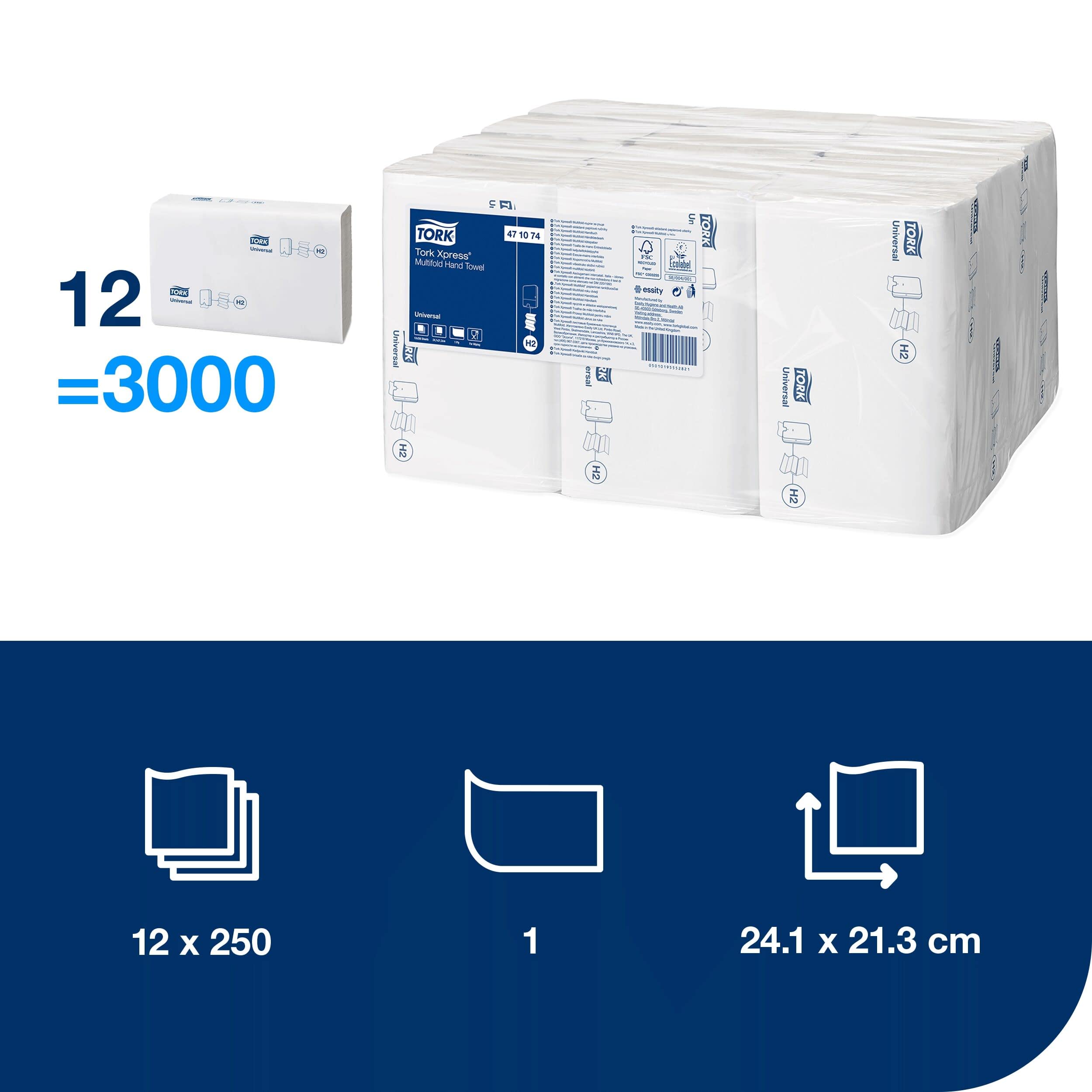 Tork Xpress 471074 asciugamani intercalati 3000 pezzi 1 velo