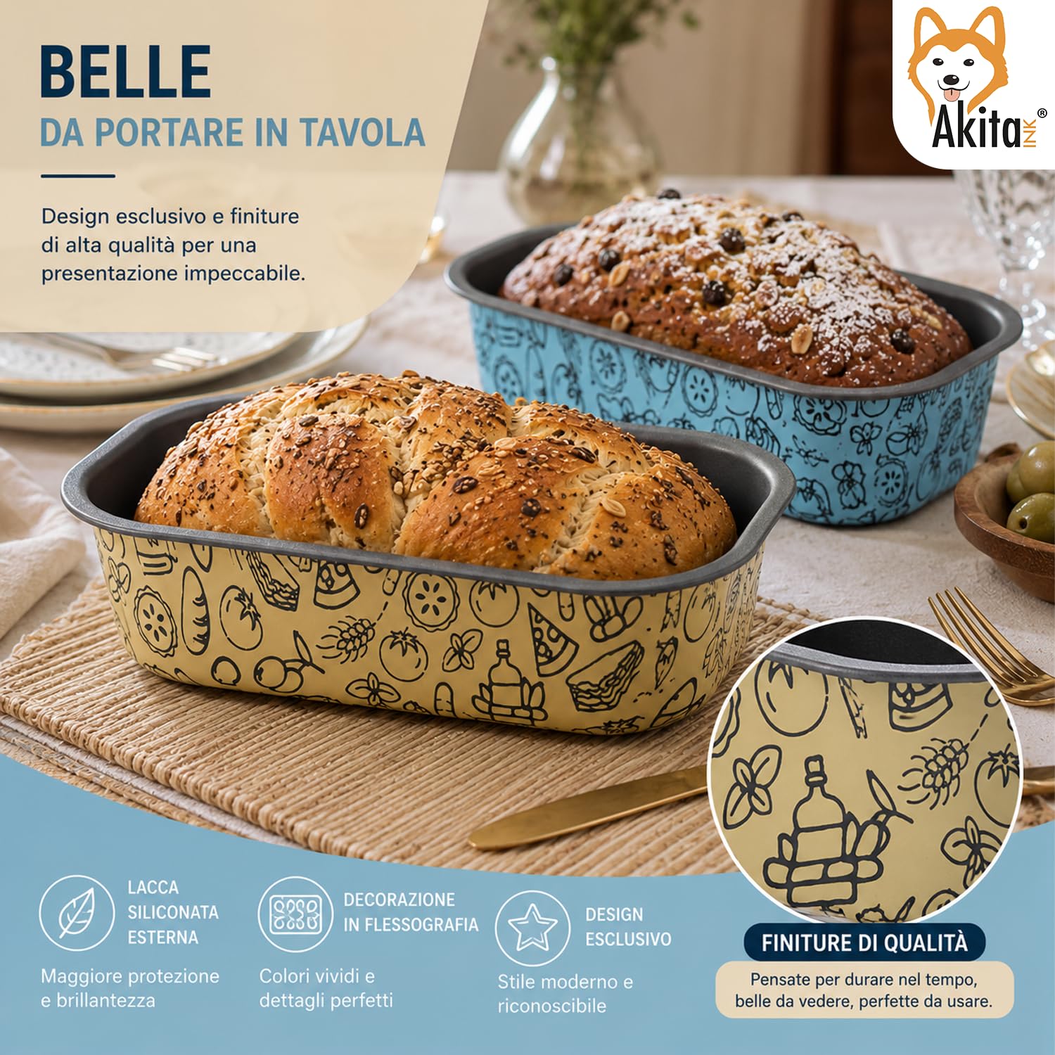 Akitaink Teglia Plumcake 18 cm stampo antiaderente forno