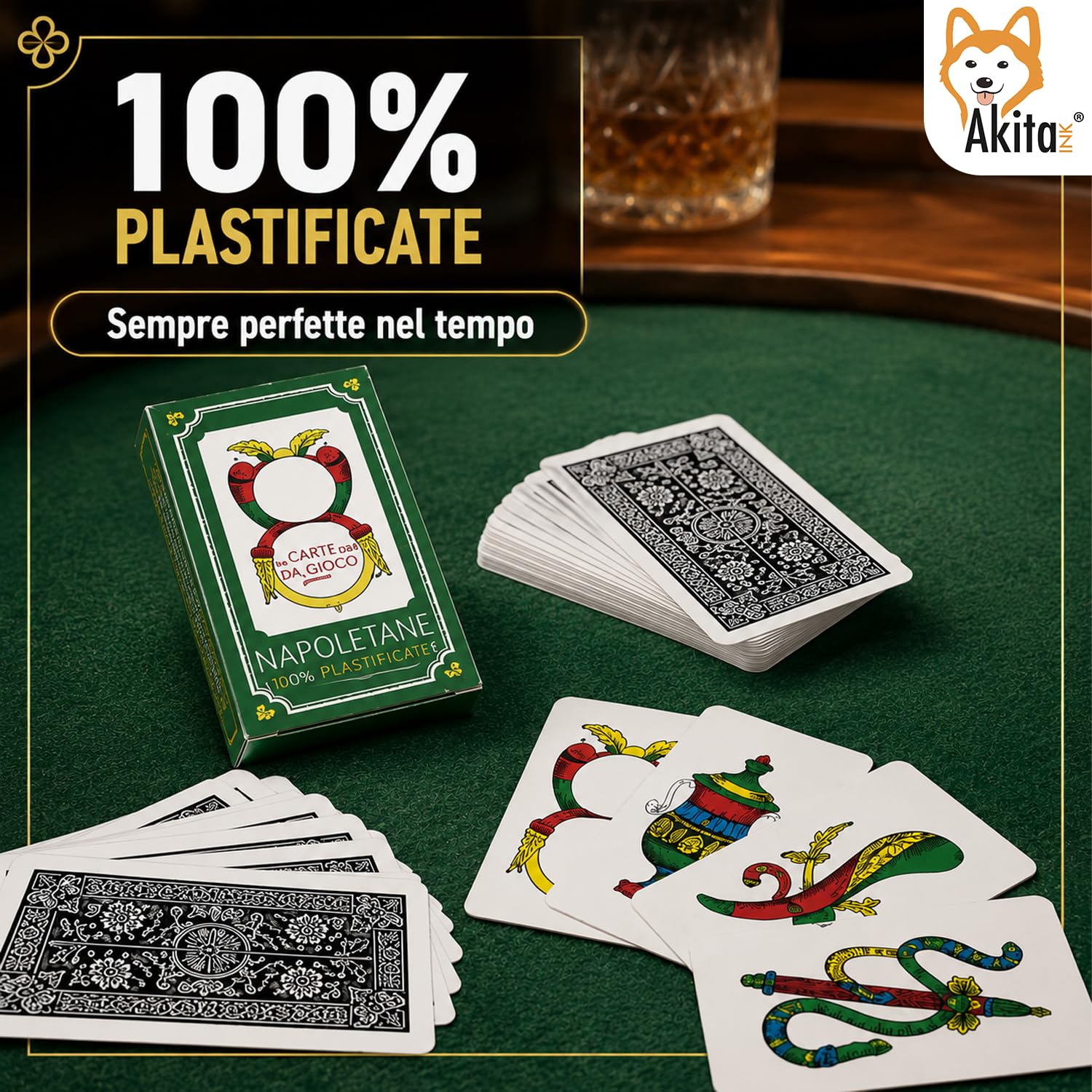 Akitaink Carte Napoletane Plastificate Set 12 Mazzi