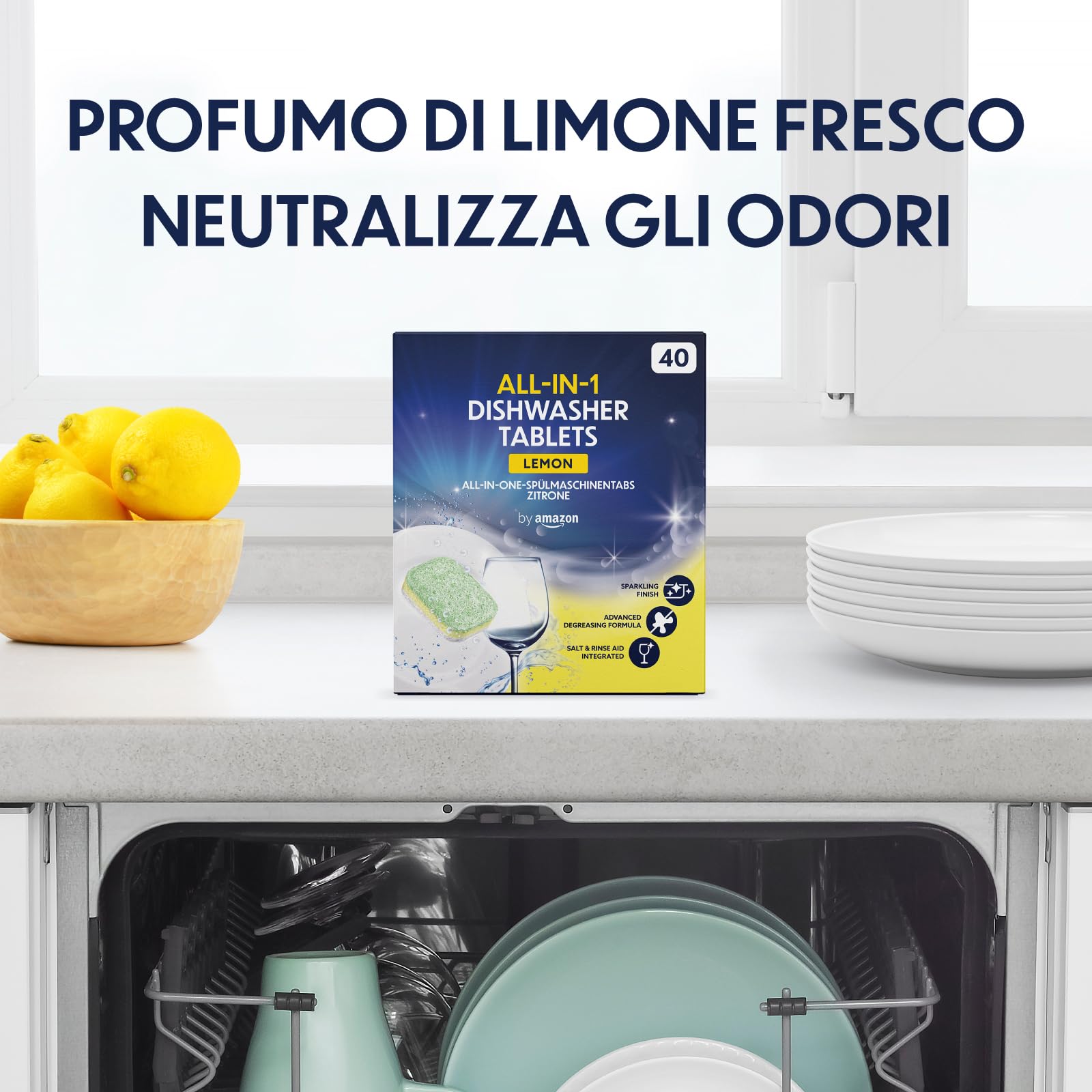 by Amazon All-in-One pastiglie lavastoviglie limone 40 pz