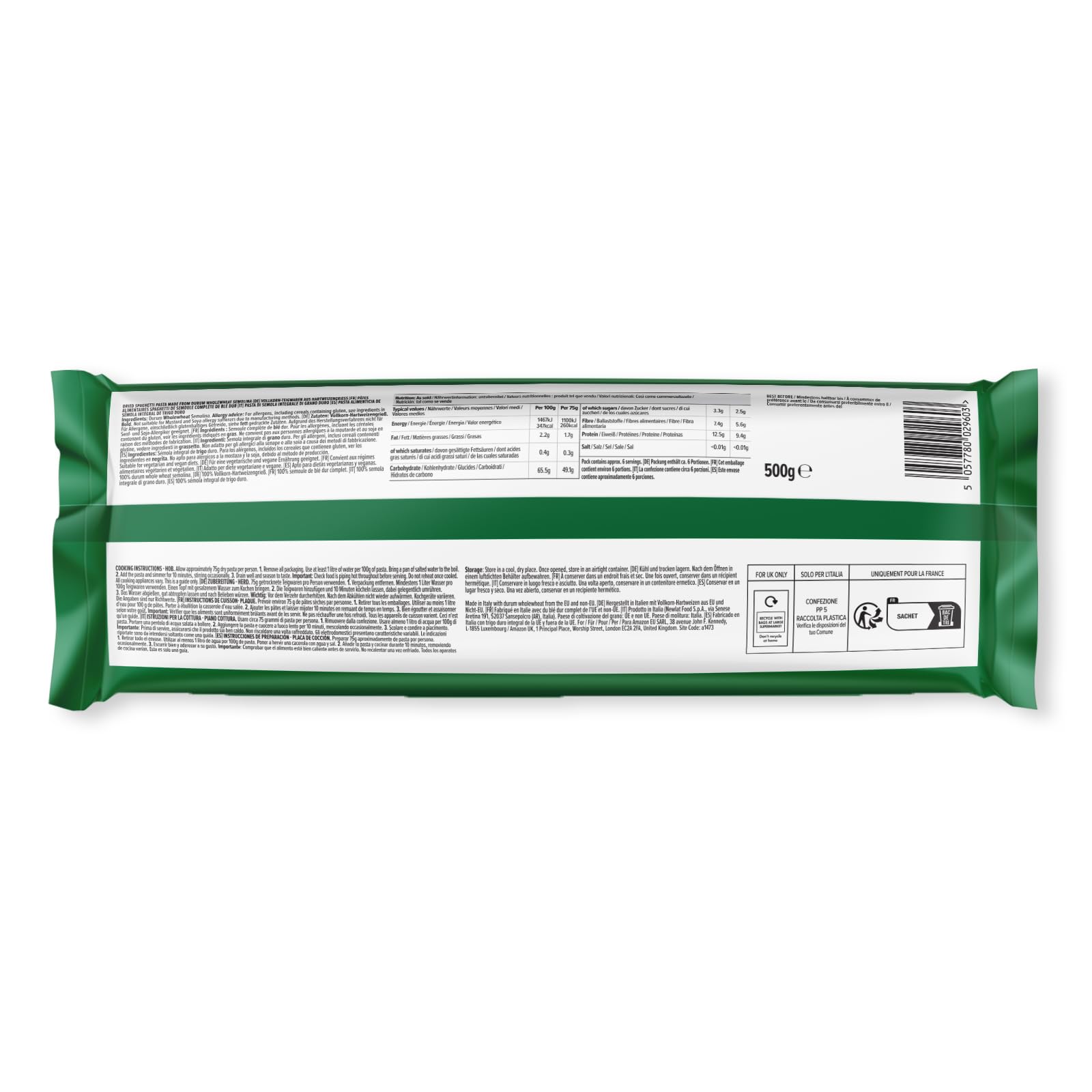 by Amazon Spaghetti Integrali pasta 500g grano duro
