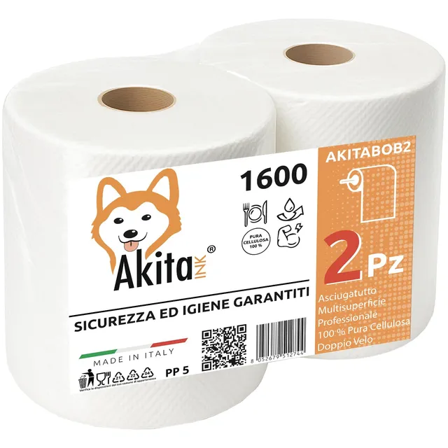 Akitaink rotoloni asciugatutto 2 veli 2 rotoli 800 strappi